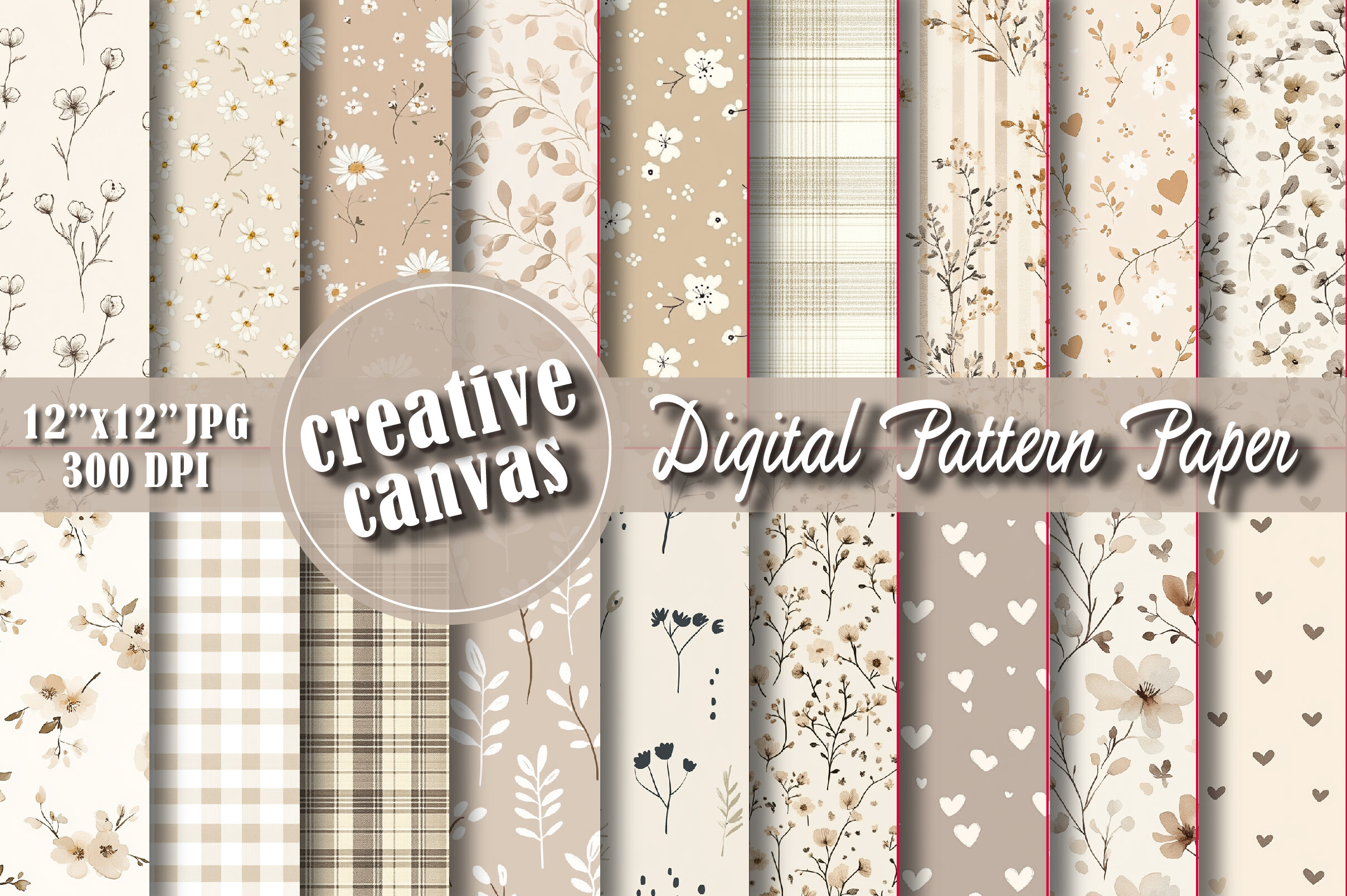 Neutral Floral Seamless Pattern