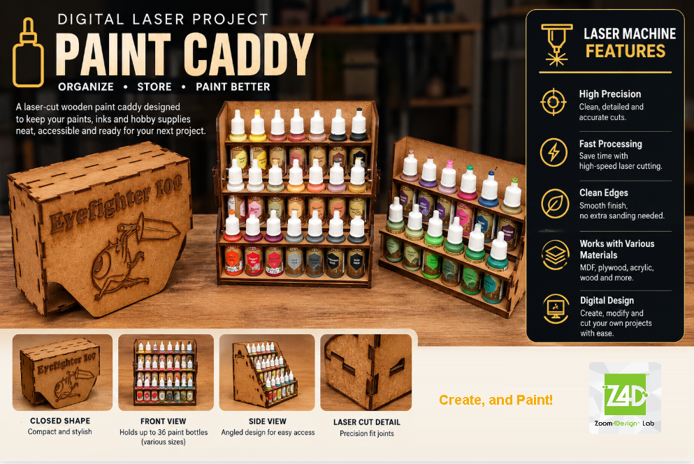 Paint Caddy – Paint-Bottle Organizer DIY laser cut file