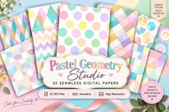 Pastel Geometry Studio Seamless Digital
