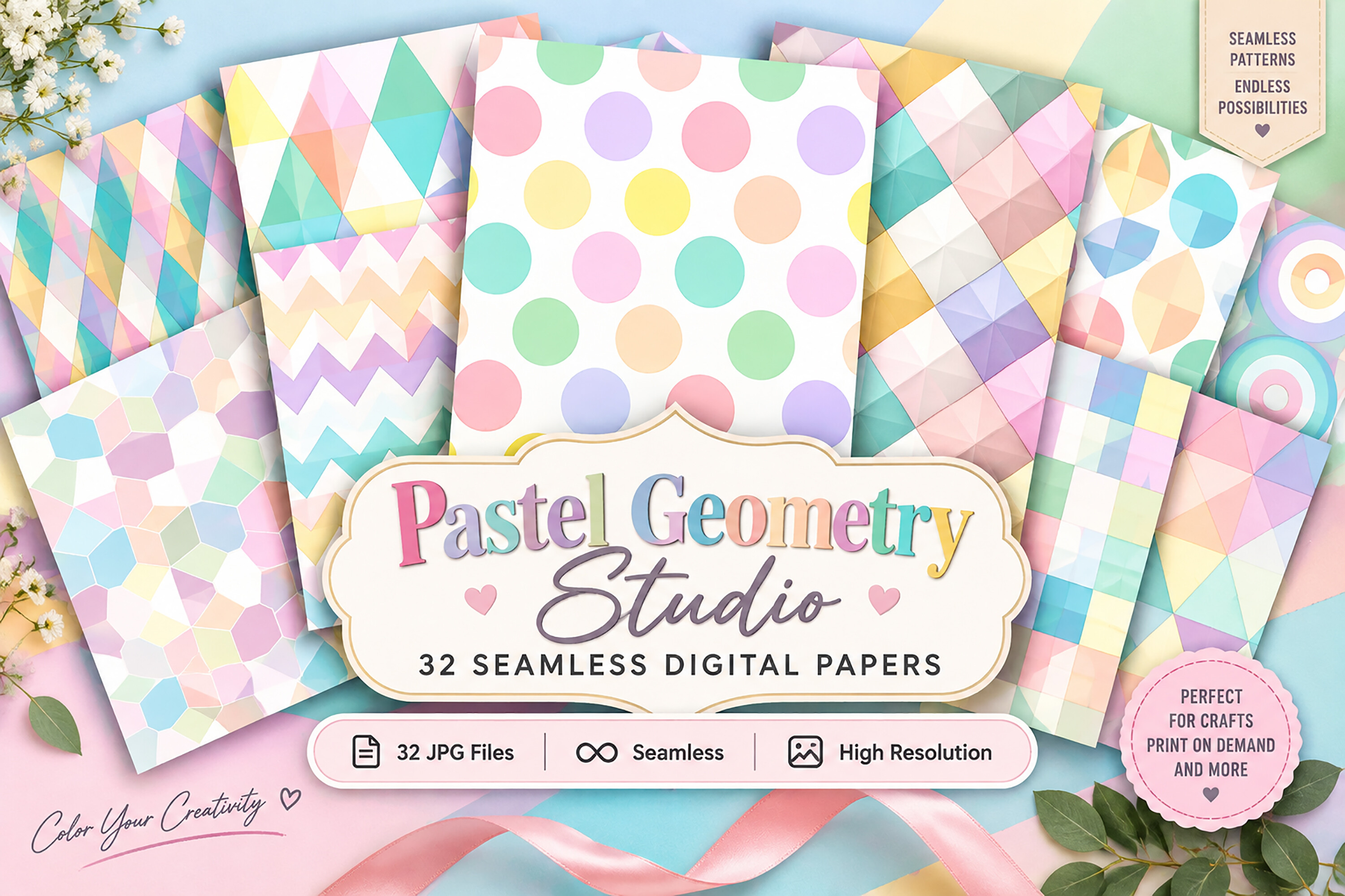 Pastel Geometry Studio Seamless Digital