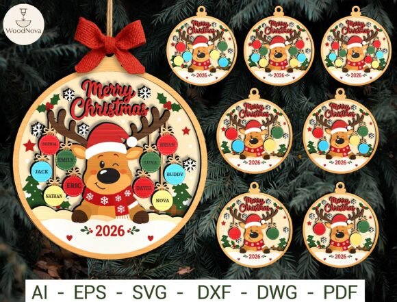 Personalized Xmas Family Ornament SVG