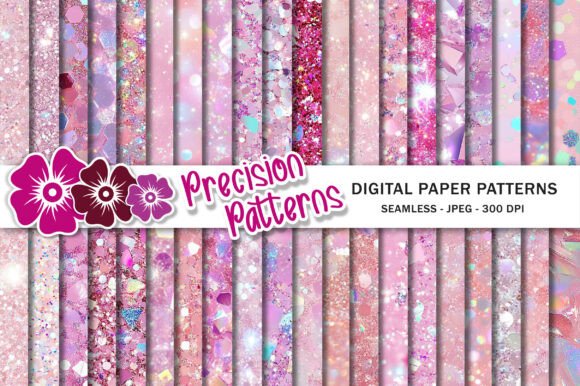 Pink Holographic Glitter Digital Paper