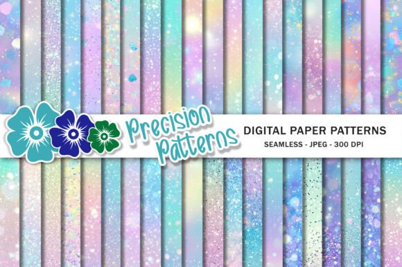 Rainbow Holographic Glitter Digital Pape