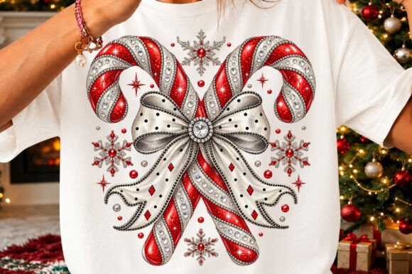 Rhinestone Candy Cane Christmas PNG