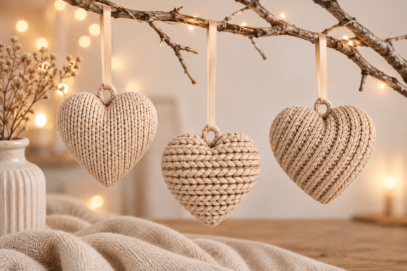 Knitted Heart Ornament STL Set – 3 Textured 3D Hearts for Christmas & Valentine - Image 3