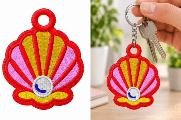 Seashell Keychain Embroidery Design