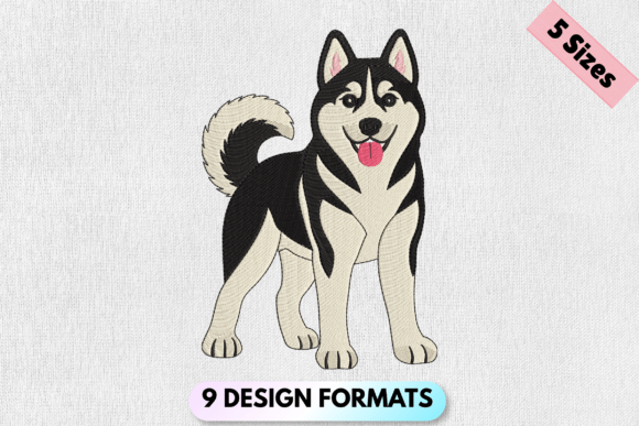 Siberian Husky, Dog Embroidery Design