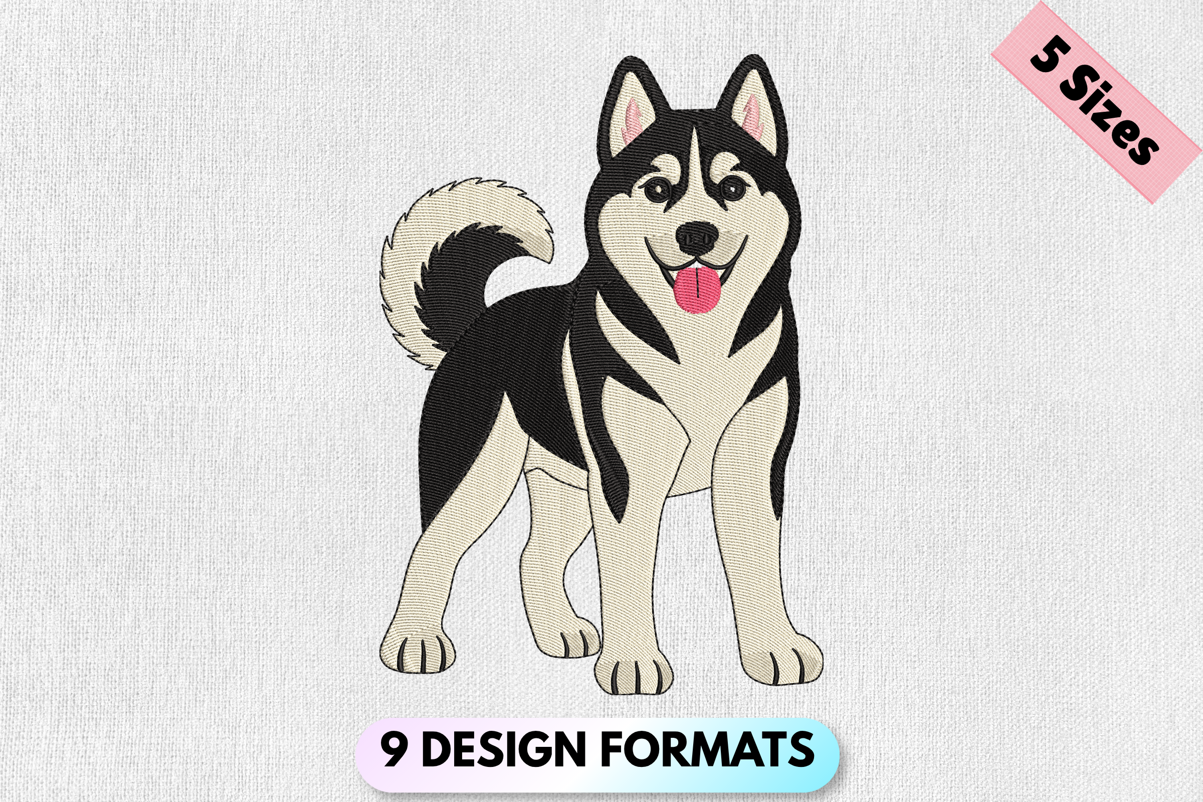 Siberian Husky, Dog Embroidery Design