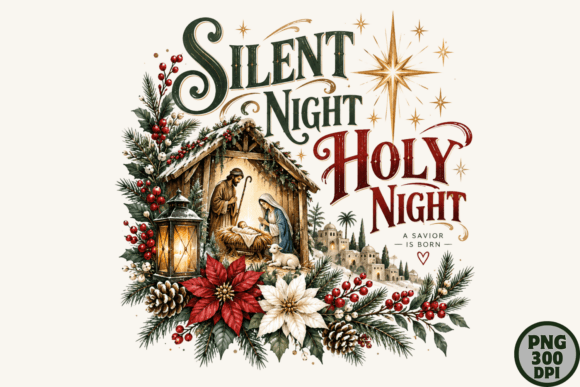 Silent Night Holy Nativity Christmas PNG