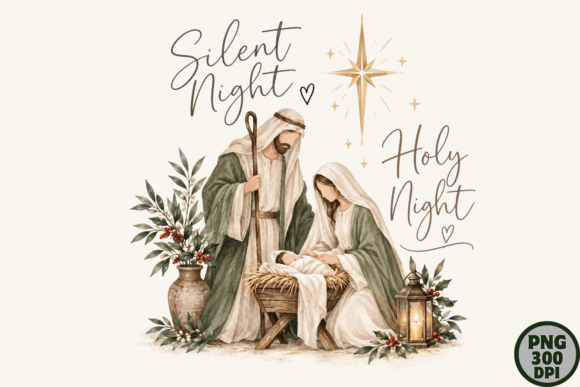 Silent Night Nativity Christmas PNG