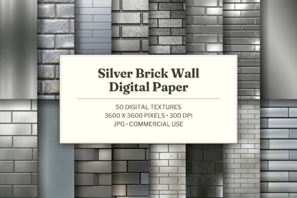 Silver Brick Wall Digital Paper