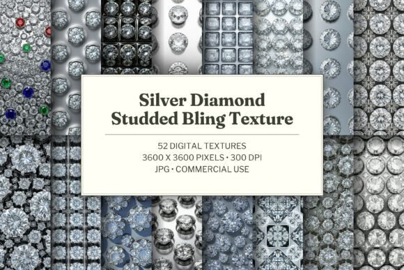Silver Diamond Studded Bling Texture