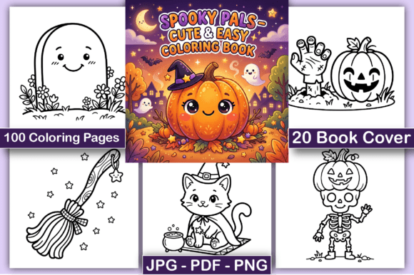 Spooky Pals: Cute and Easy Coloring Page