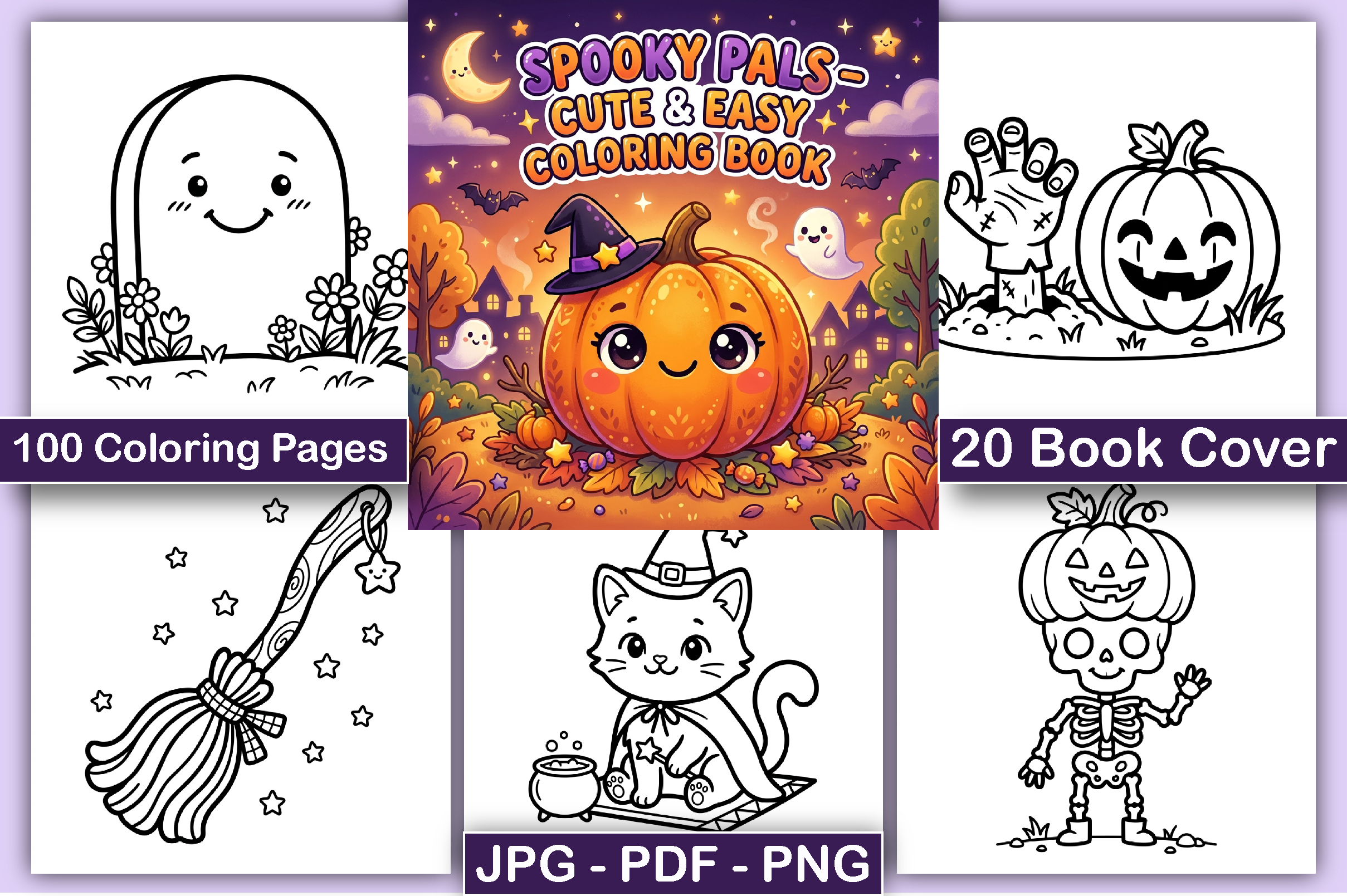 Spooky Pals: Cute and Easy Coloring Page