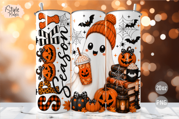 Spooky Season Ghost Tumbler Wrap PNG