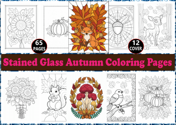 Stained Glass Autumn Coloring Page Adult