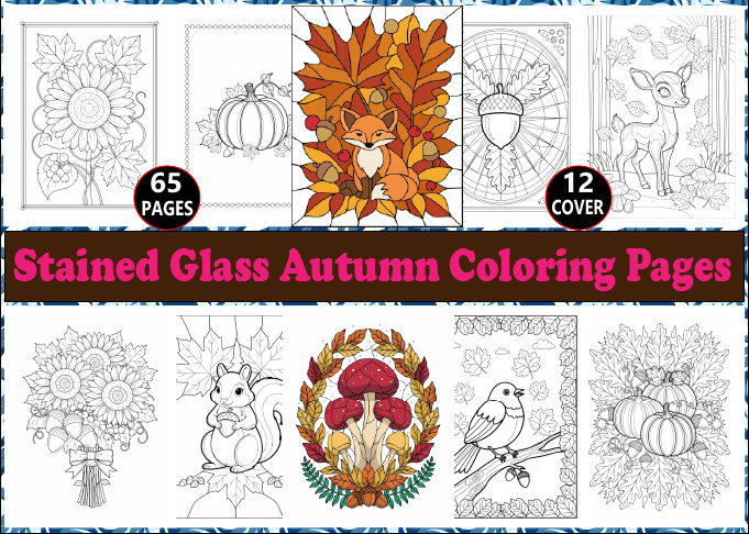 Stained Glass Autumn Coloring Page Adult