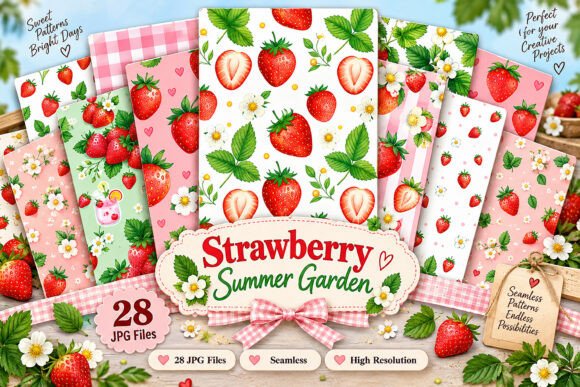 Strawberry Summer Garden Digital