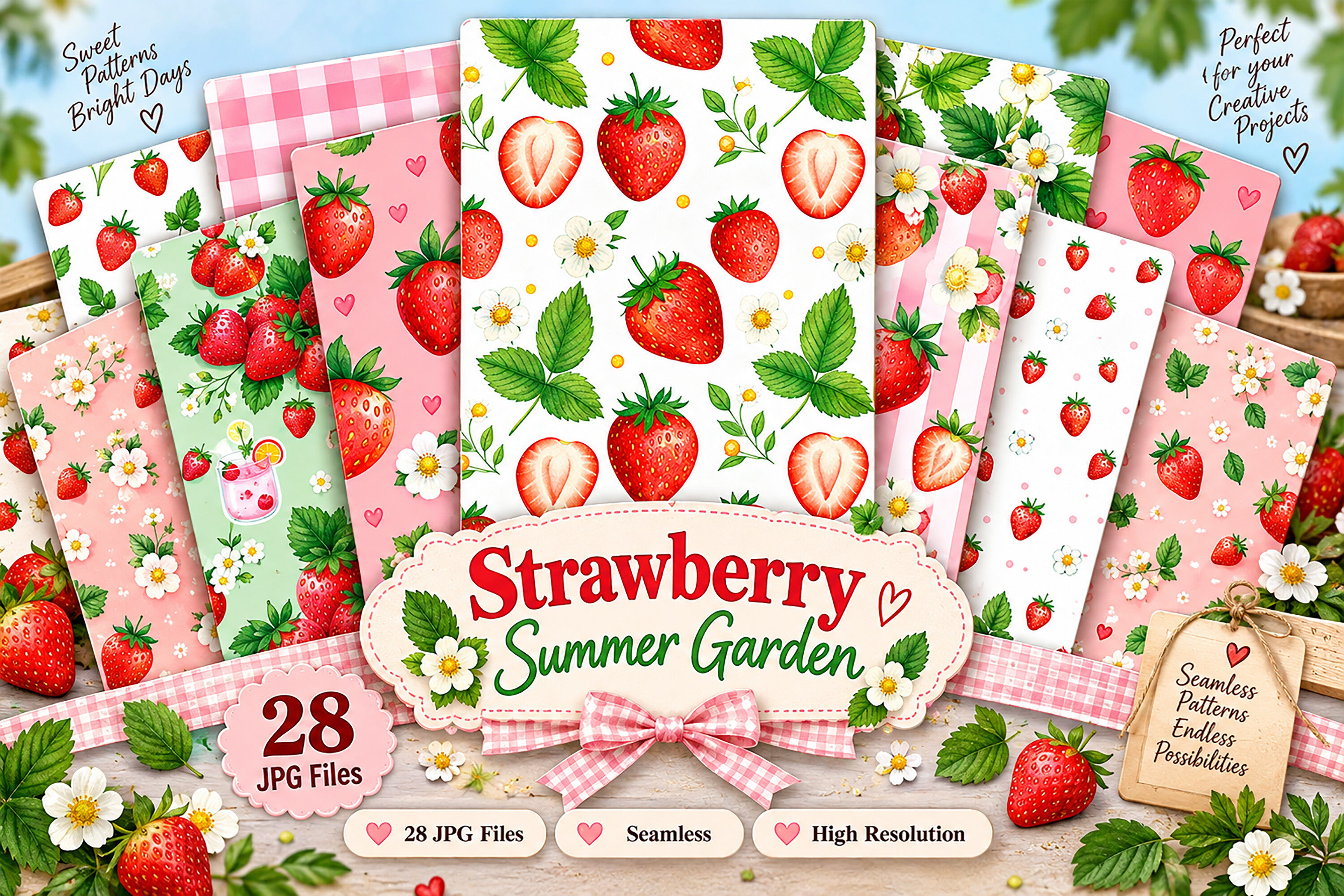 Strawberry Summer Garden Digital
