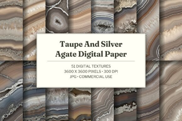 Taupe and Silver Agate Digital Paper