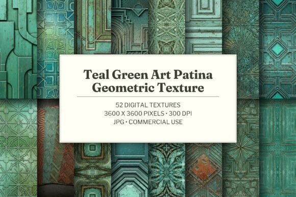 Teal Green Art Patina Geometric Texture