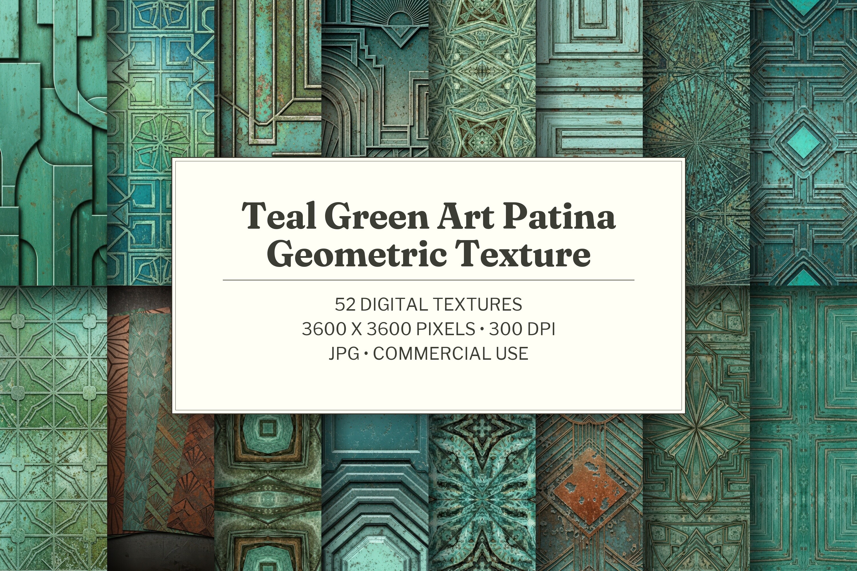 Teal Green Art Patina Geometric Texture