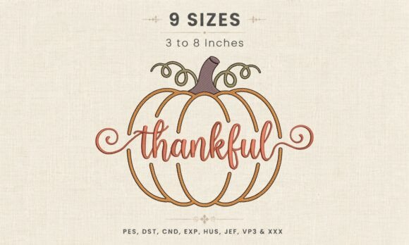 Thankful Pumpkin Thanksgiving DST Design