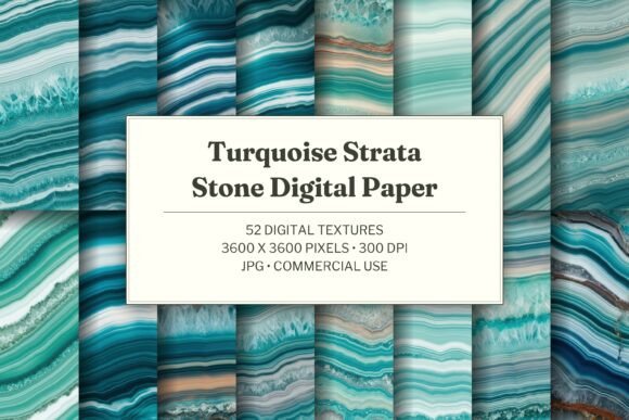 Turquoise Strata Stone Digital Paper