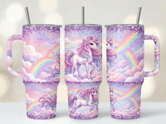Unicorn 20oz 40oz Tumbler Wrap PNG