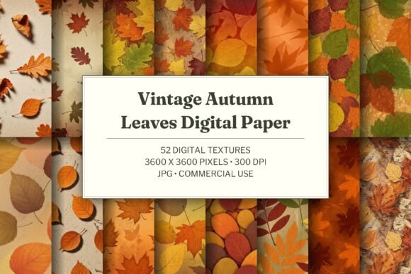 Vintage Autumn Leaves Digital Paper