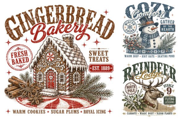 Vintage Christmas Clipart Bundle