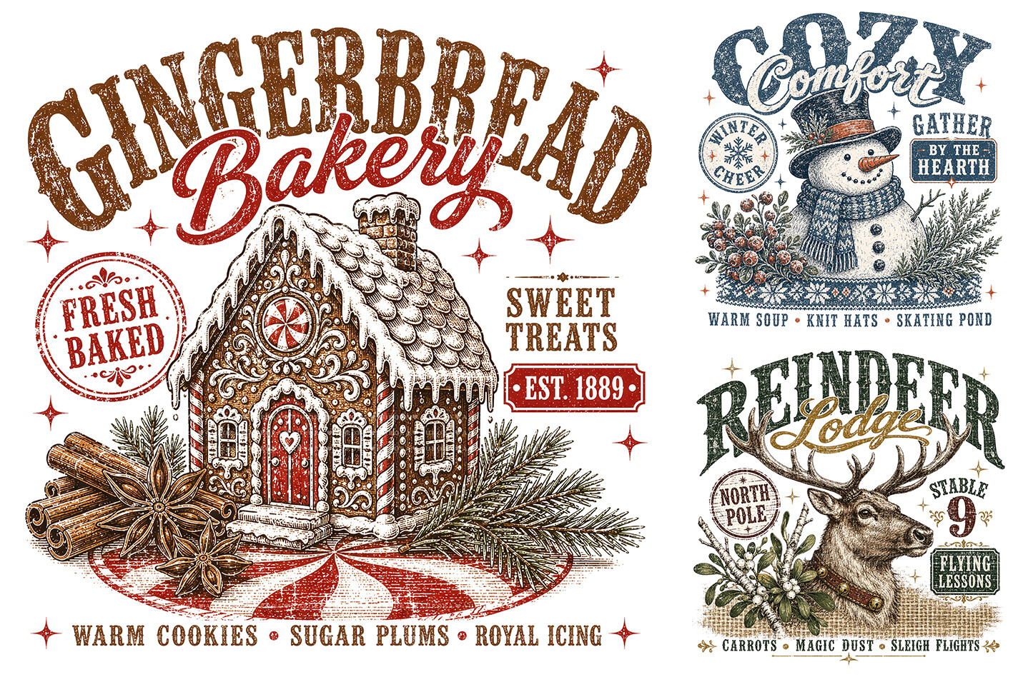 Vintage Christmas Clipart Bundle