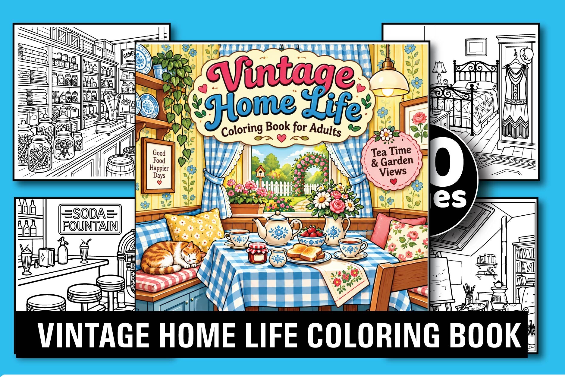 Vintage Cozy Home Adult Coloring Book