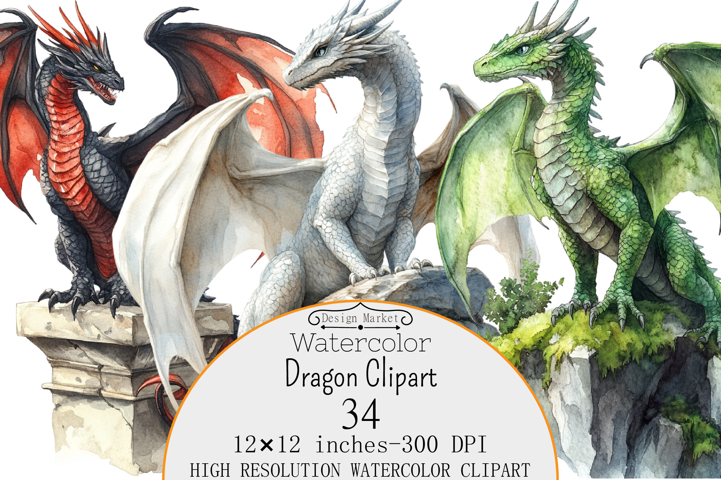 Watercolor Dragon Clipart