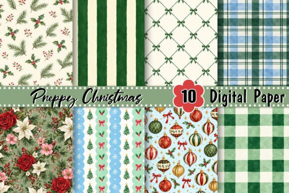 Whimsical Preppy Christmas Background