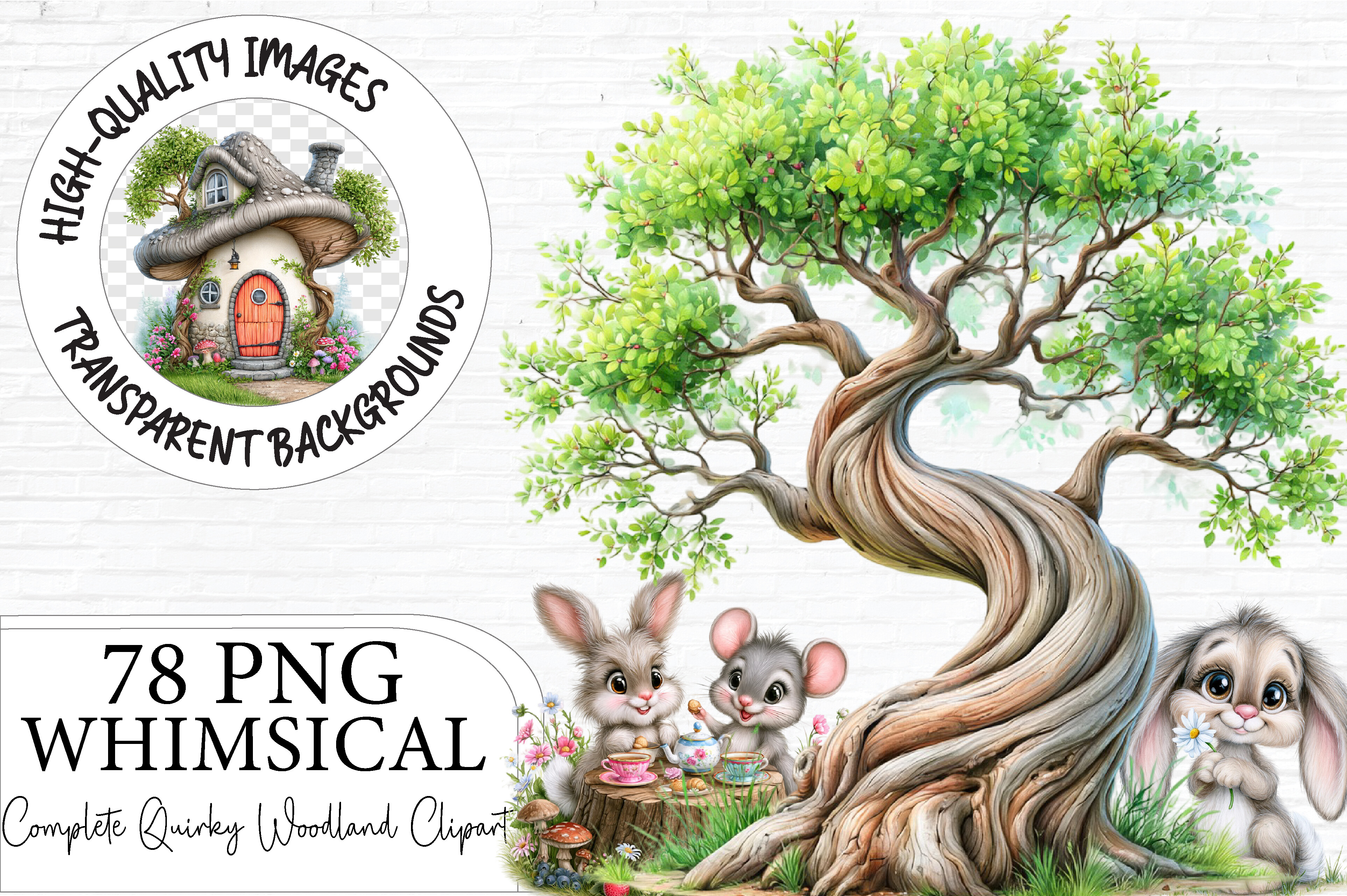 Whimsical Woodland Clipart PNG Bundle