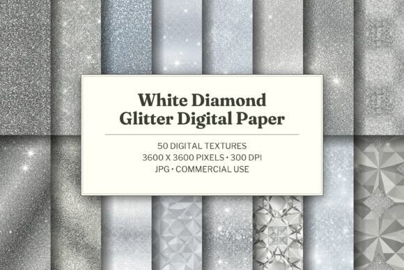 White Diamond Glitter Digital Paper