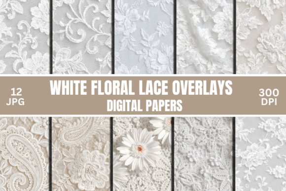 White Floral Lace Overlays, Lace Pattern
