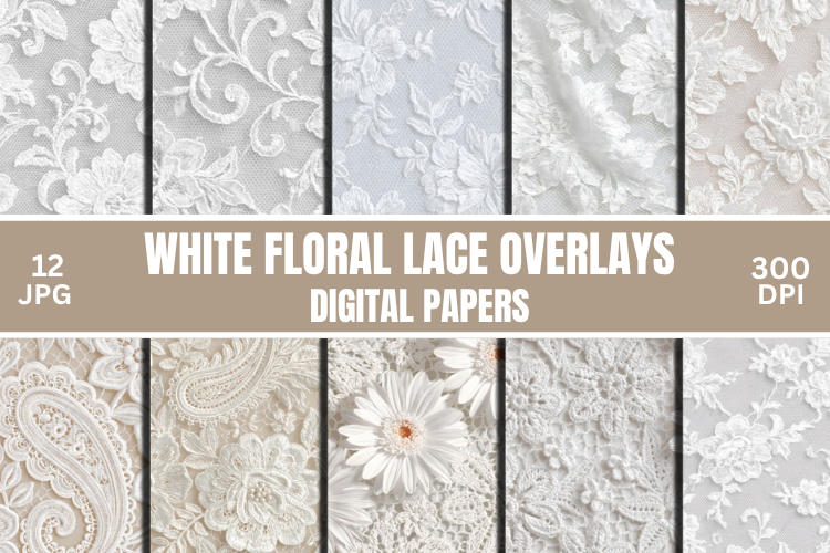 White Floral Lace Overlays, Lace Pattern
