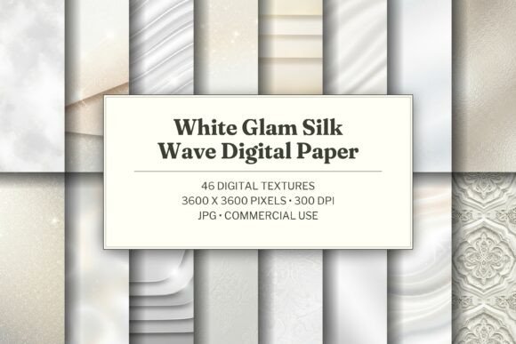 White Glam Silk Wave Digital Paper