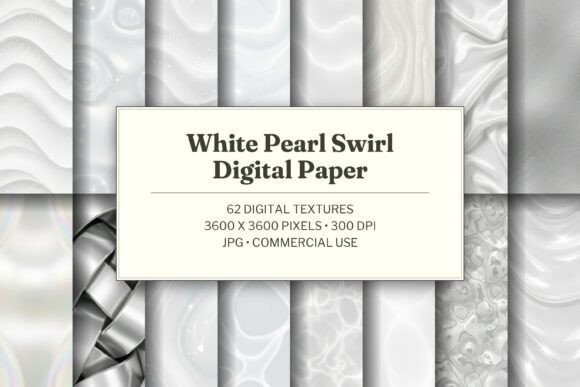 White Pearl Swirl Digital Paper