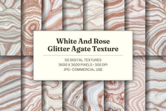 White and Rose Glitter Agate Texture