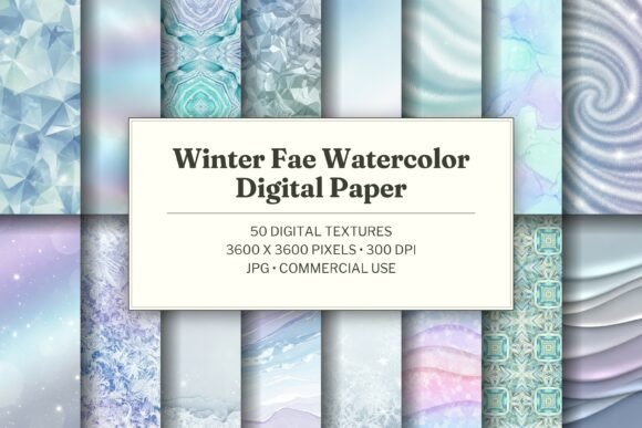 Winter Fae Watercolor Digital Paper