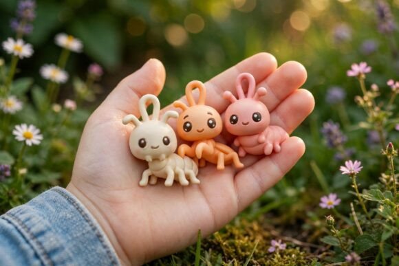 9 Cute Cartoon Insect Keychain 3D Print Collection - STL & GLB Files - Image 6