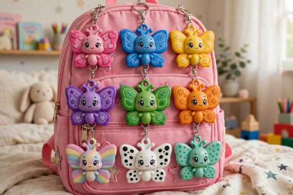9 Cute Chibi Butterfly Keychain Set – STL & GLB 3D Print Files - Image 4