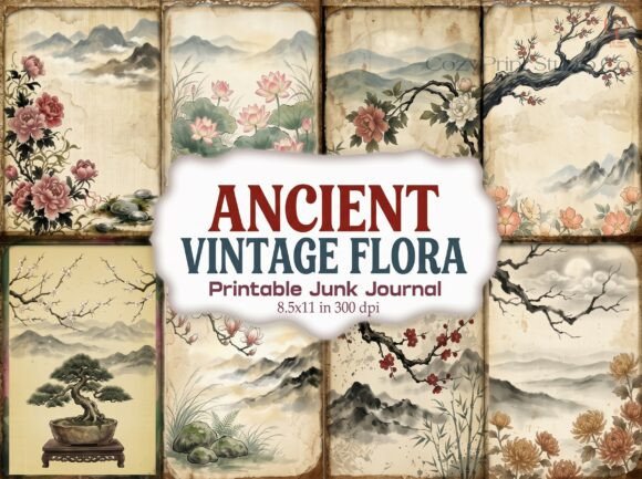 Ancient Vintage Flora Junk Journal Paper