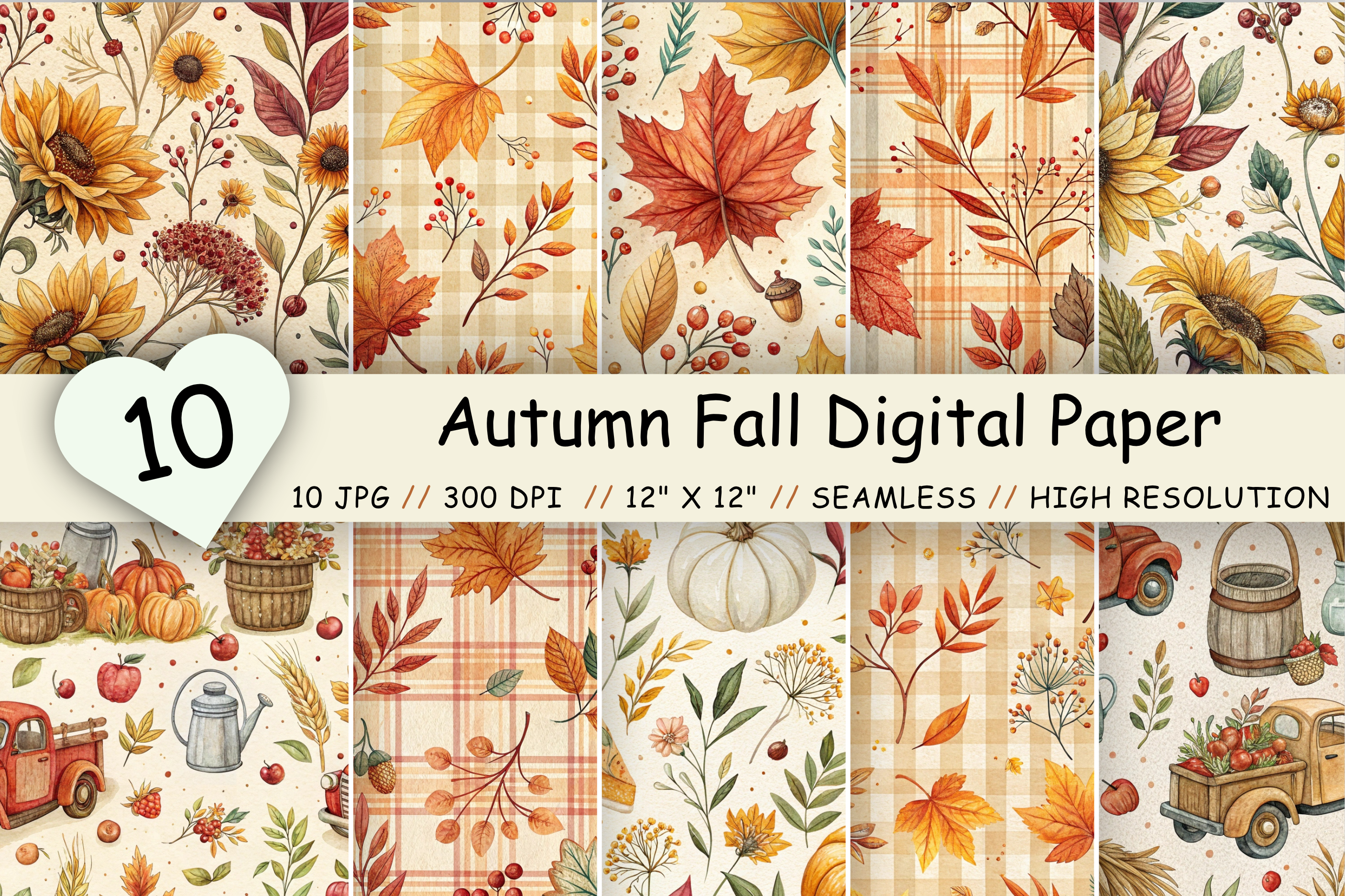 Autumn Fall Seamless Pattern Bundle