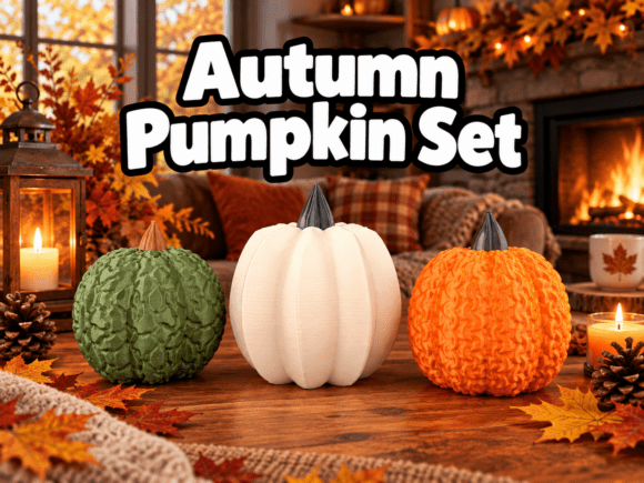 Autumn Pumpkin Decor Set 3d Printing