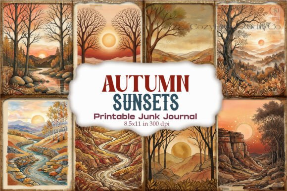 Autumn Sunsets Junk Journal Pages