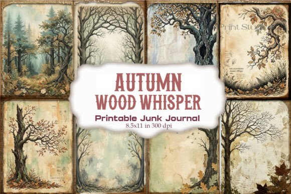 Autumn Wood Whisper Junk Journal Pages